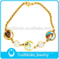 Alta Qualidade Banhado A Ouro Virgem mary charme pulseira, pulseira de tecido personalizado pulseira Virgem Maria
